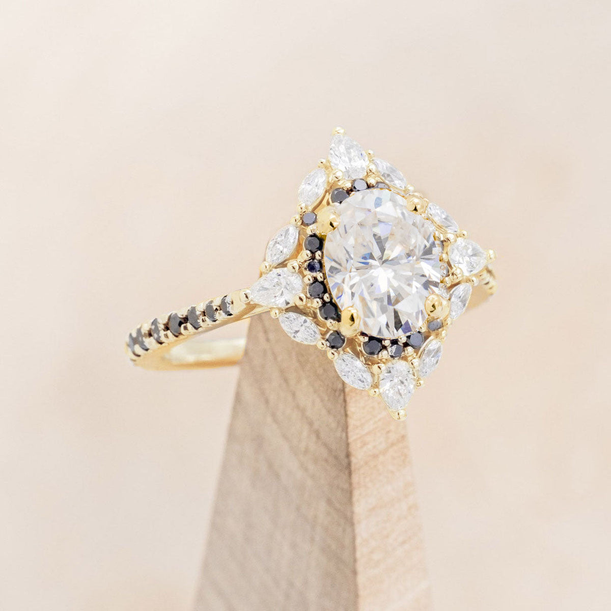 "North Star" - Oval Cut Moissanite Engagement Ring With Diamond Accents & Tracer