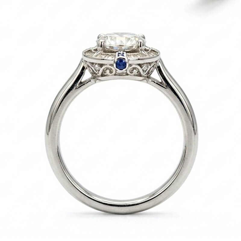 North Star Halo Compass Solitaire Moissanite Engagement Ring