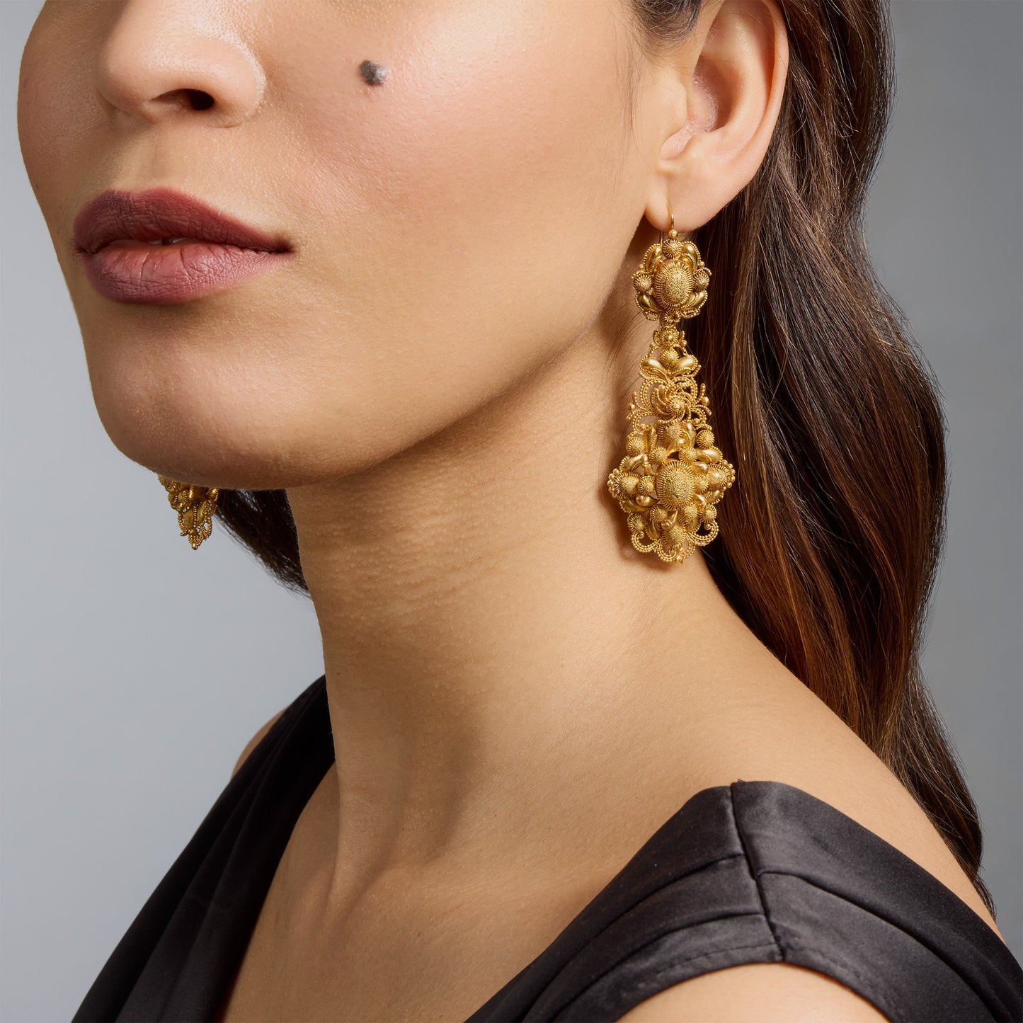 Antique 18K Gold Cannetille Earrings