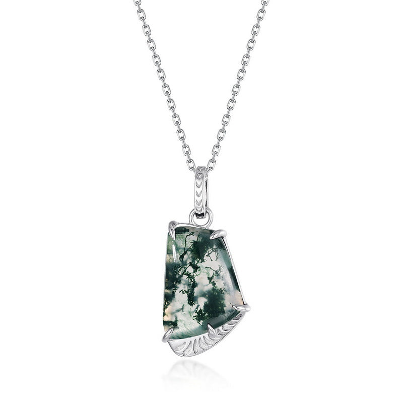Glade -Moss Agate Minimalist Unique Pendant