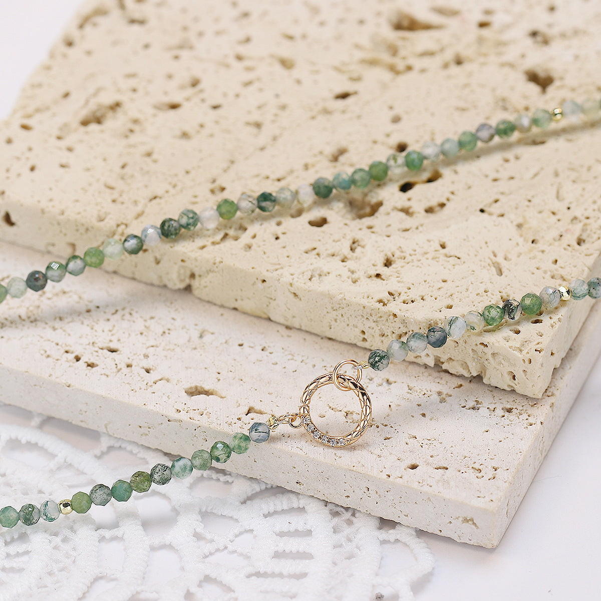 Handcrafted Moss Agate Beads Necklace