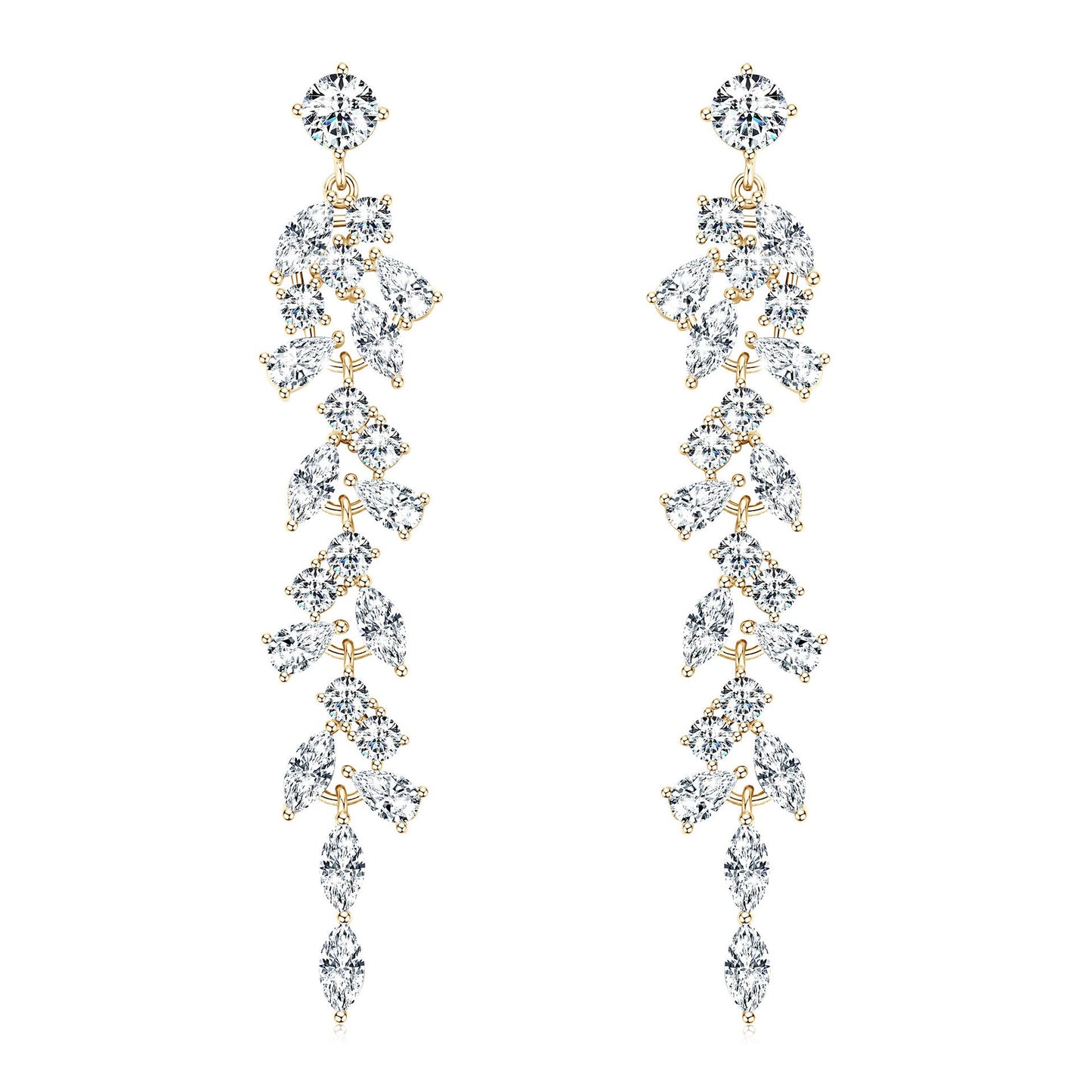 Astrid - Moissanite Dangle Silver Bridal Wedding Earrings