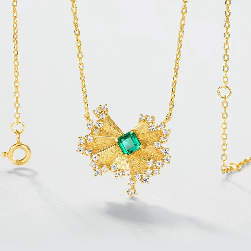Leonard-Princess Cut Emerald Unique Necklace