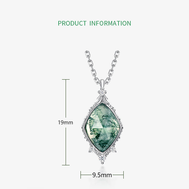 ‘Moss Facet’ Unique Cut Non-Traditional Moss Agate Pendant for Women