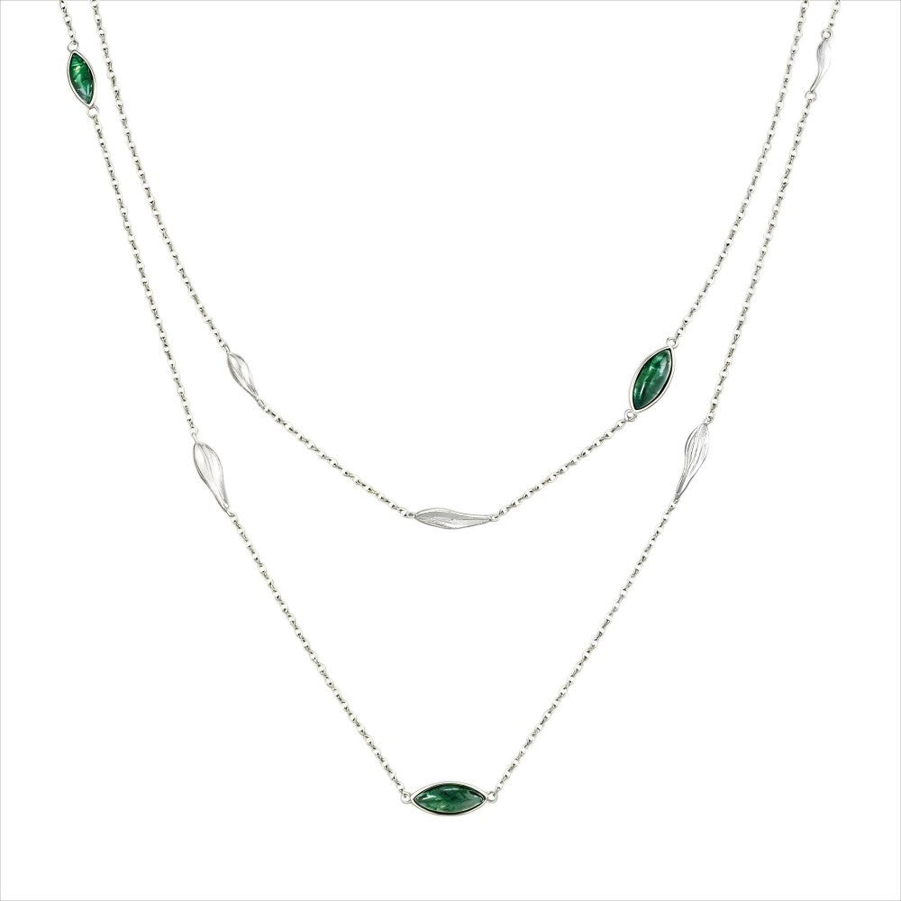 Marquise Cut Moss Agate Nature Pendant - 'Antoinette'
