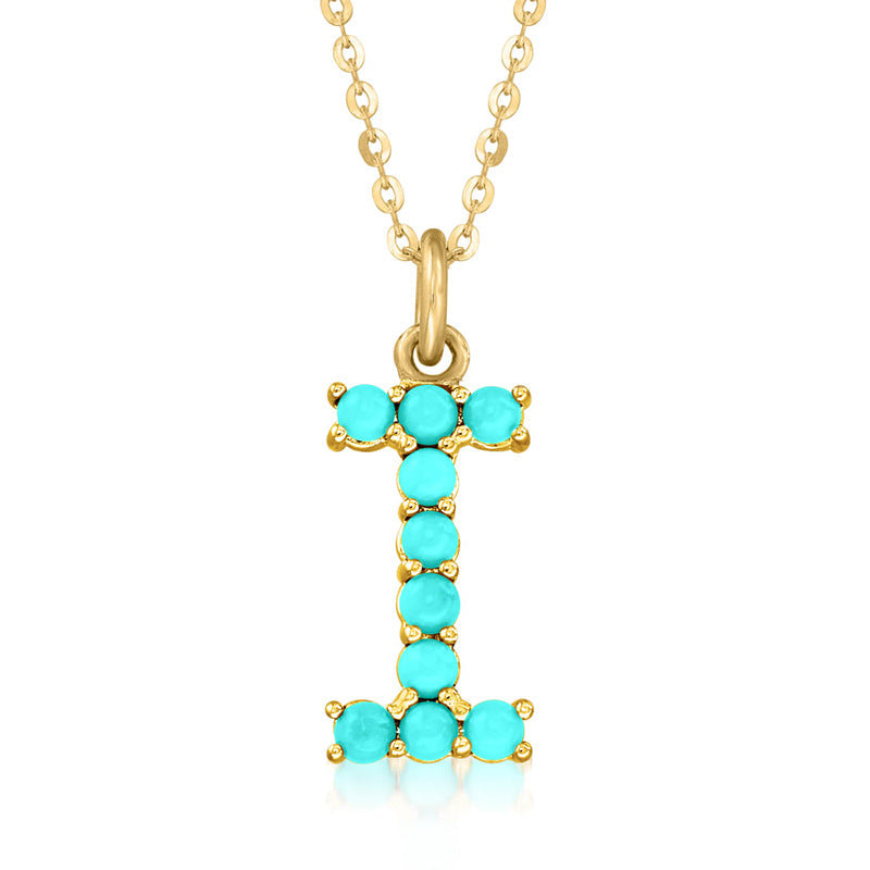Persephone's Gift Elegant Turquoise Letter Dainty Classic Necklace
