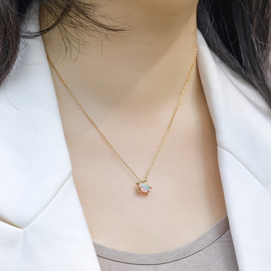 Ocean Series Turtle Neckalcesâ€?Cute & Versatile Synthetic Opal Turtle Pendant for Women