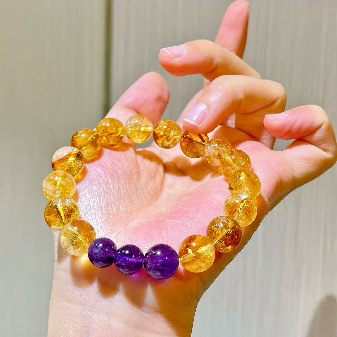 Natural Amethyst Citrine Stone of Wealth Bracelet
