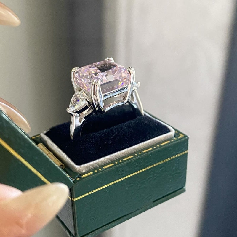 5.0ct Radiant Cut Double Prong Engagement Ring in Sterling Silver