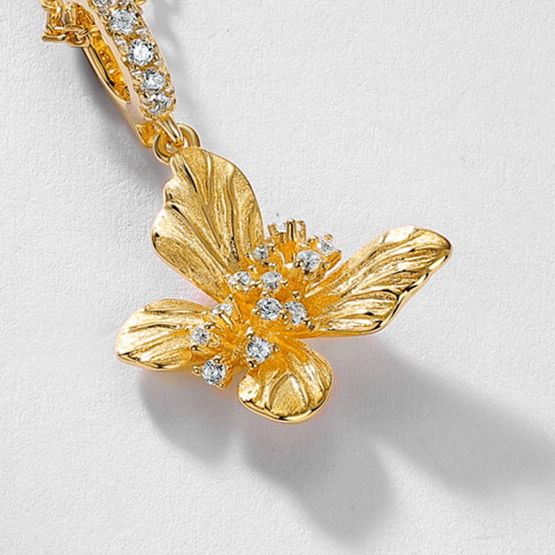Radiant Textured Wings Butterfly Necklace
