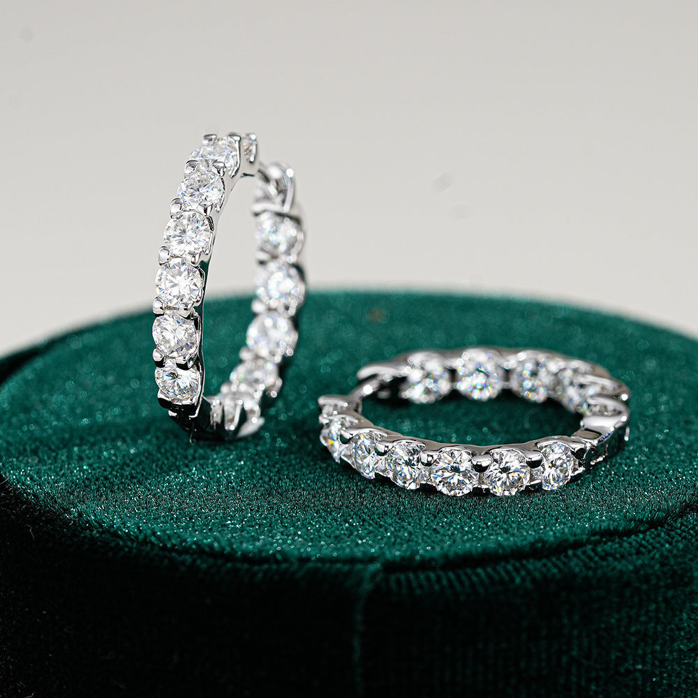 Moissanite Sterling Silver Hoops Earrings