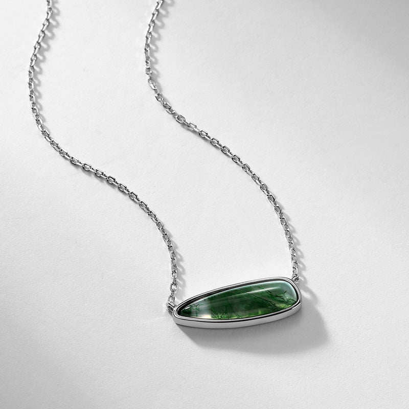 Clove -Pear Cut Moss Agate Classic Pendant