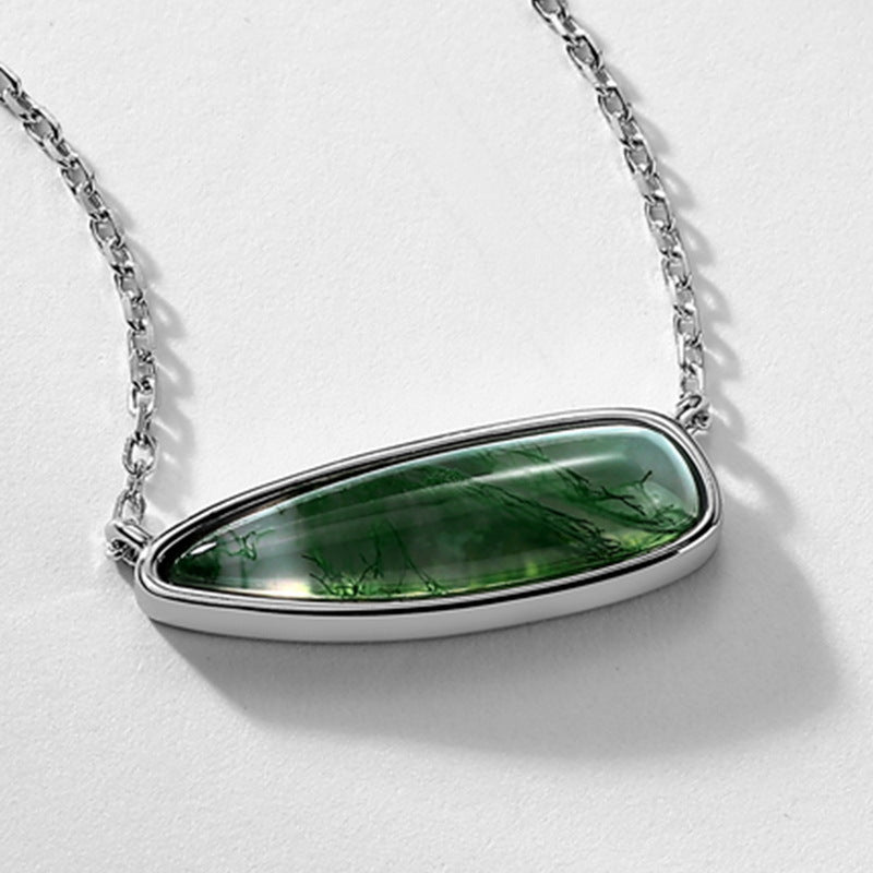 Clove -Pear Cut Moss Agate Classic Pendant