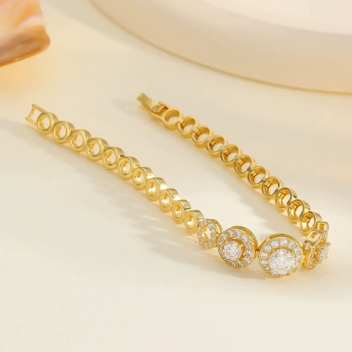 Dazzling round cut moissanite bracelet, rhodium plated, 925 sterling silver