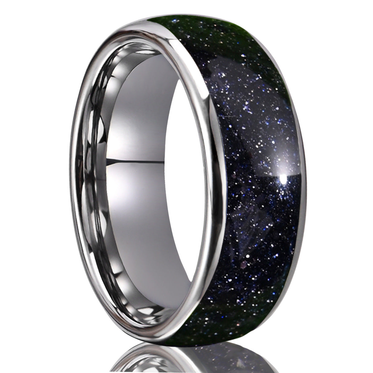 8mm men's wedding band Blue Sandstone Star Tungsten Ring