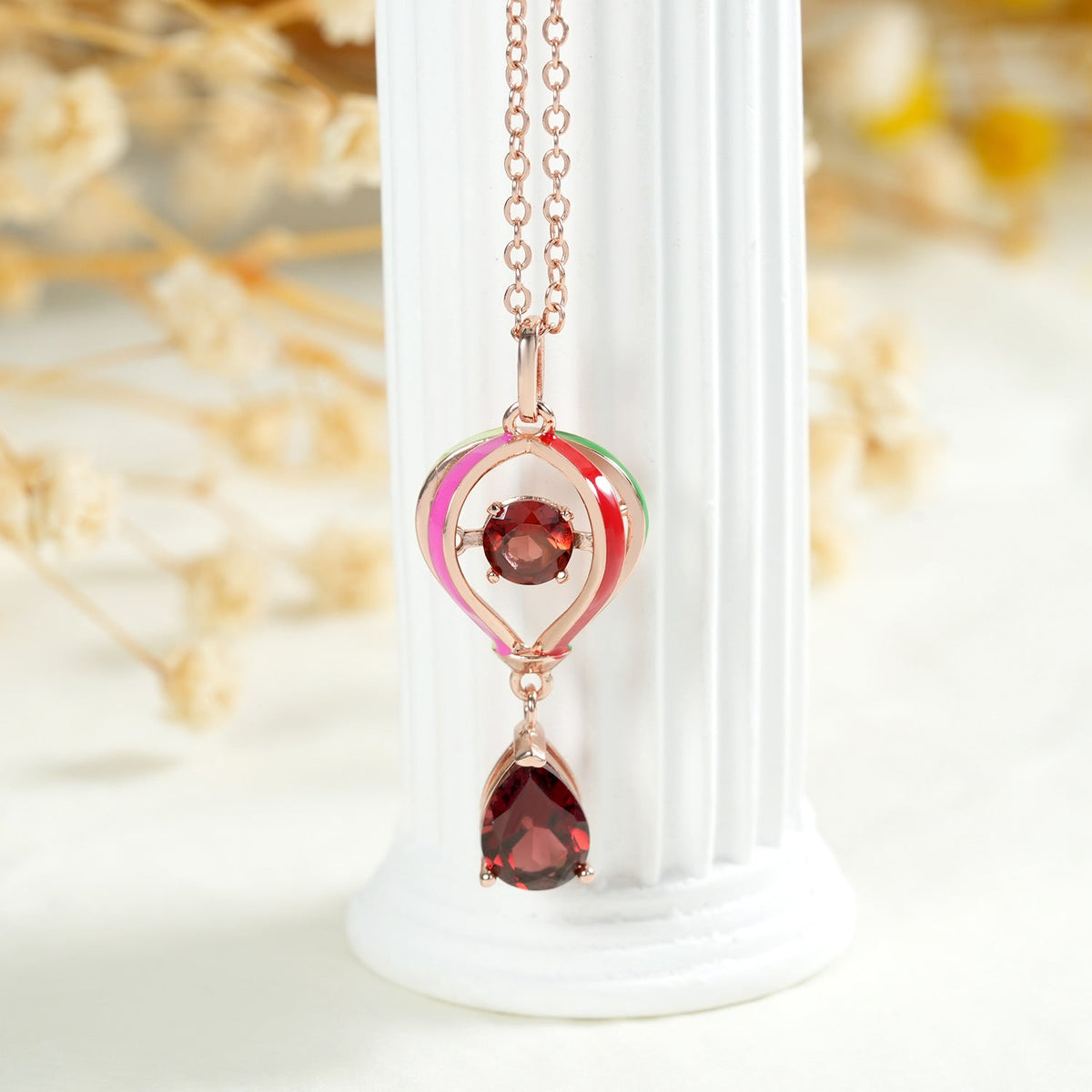 Heart Shaped Pear Cut Garnet Unique Pendant “Thea”