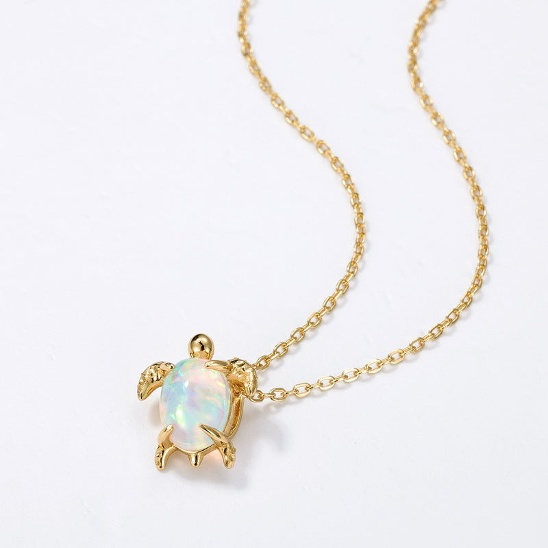 Ocean Series Turtle Neckalcesâ€?Cute & Versatile Synthetic Opal Turtle Pendant for Women