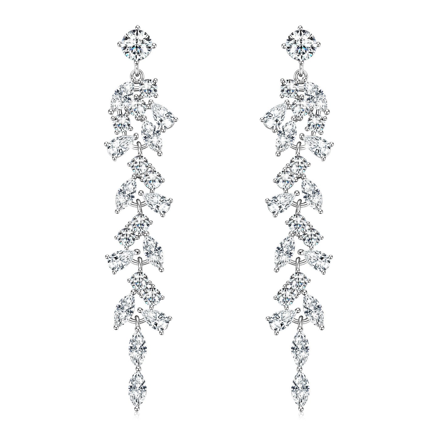 Astrid - Moissanite Dangle Silver Bridal Wedding Earrings
