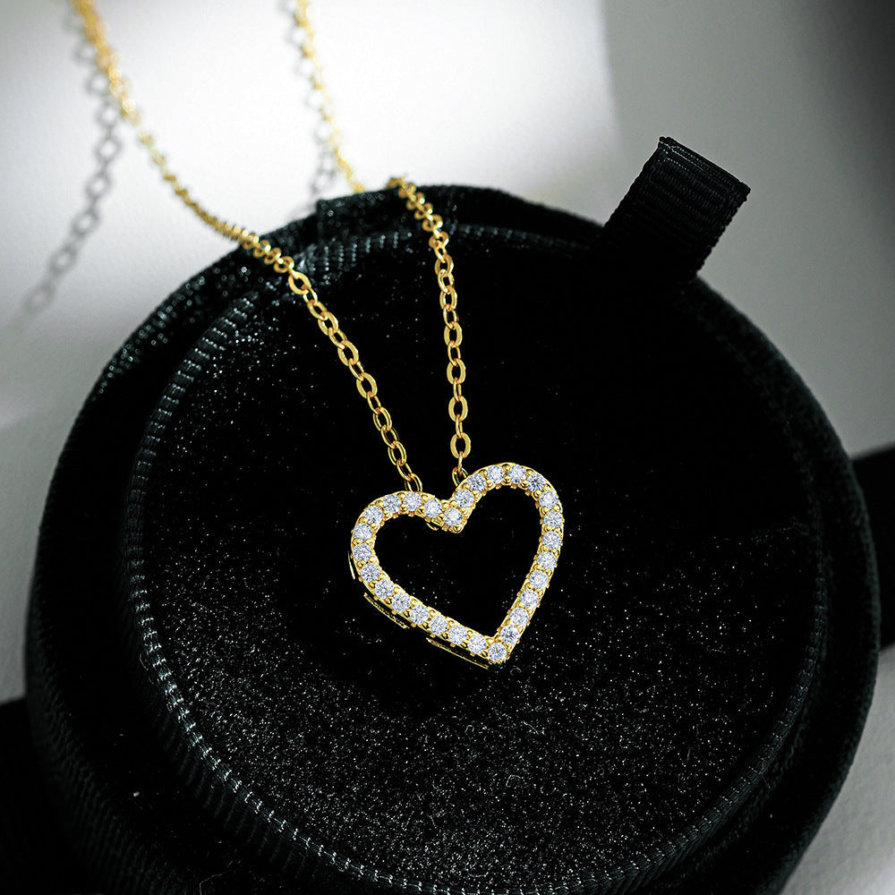 Classic Heart-Shaped Design 925 Sterling Silver Moissanite Necklace