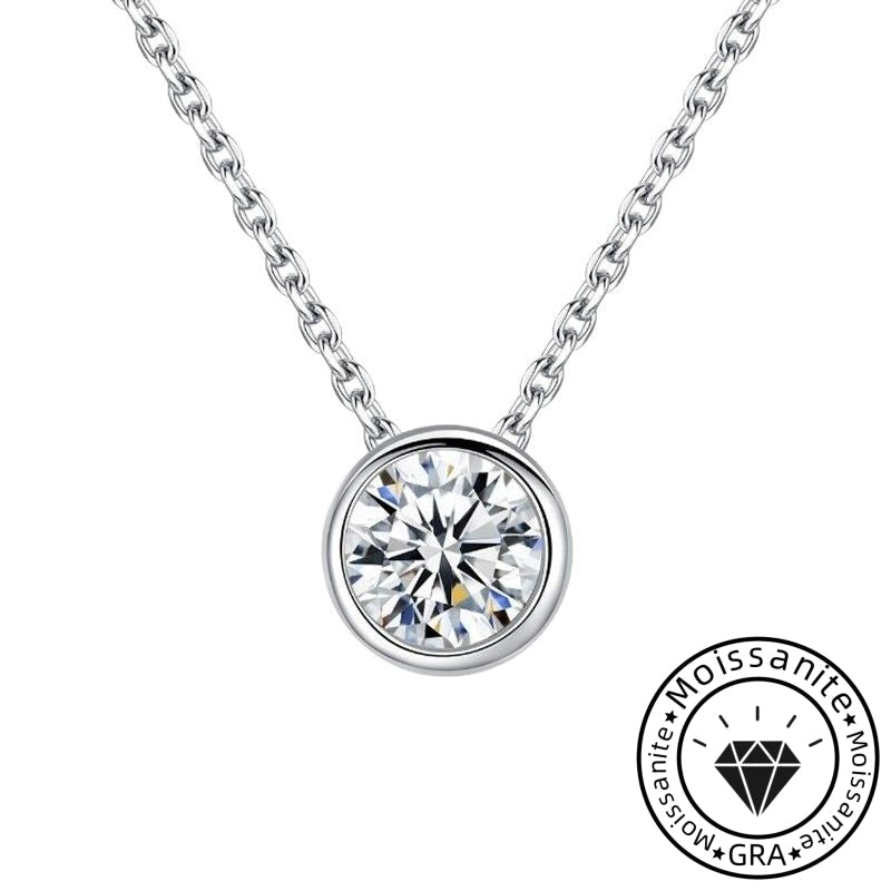Classic 1.0ct Bezel Moissanite Necklace