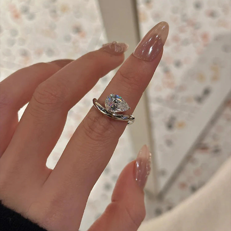 Celestial Cascade Simulated Diamonds Engagement Ring