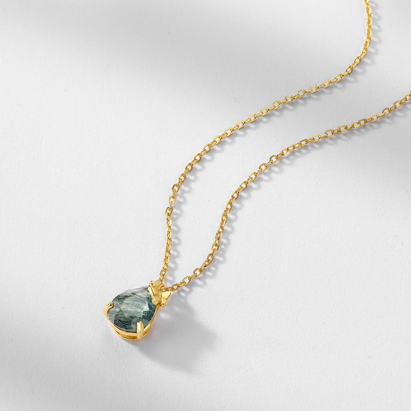 Emerald Cut Moss Agate Unique Necklace - Verdantfly