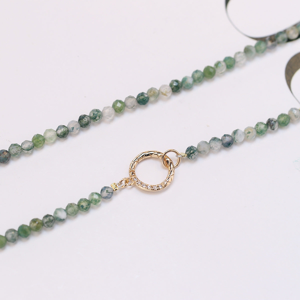 Handcrafted Moss Agate Beads Necklace