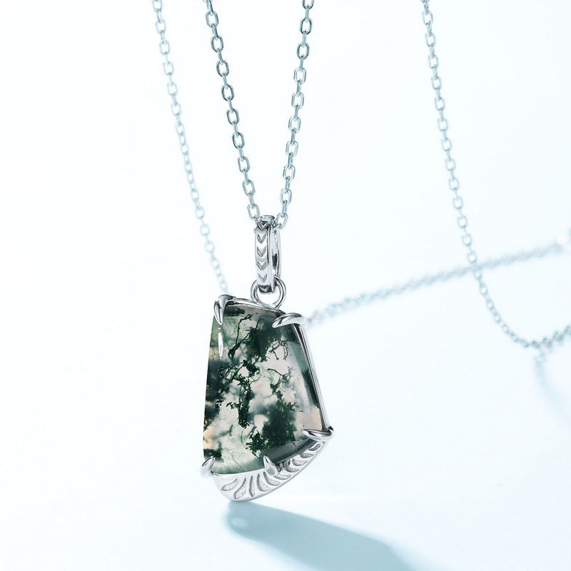 Glade -Moss Agate Minimalist Unique Pendant