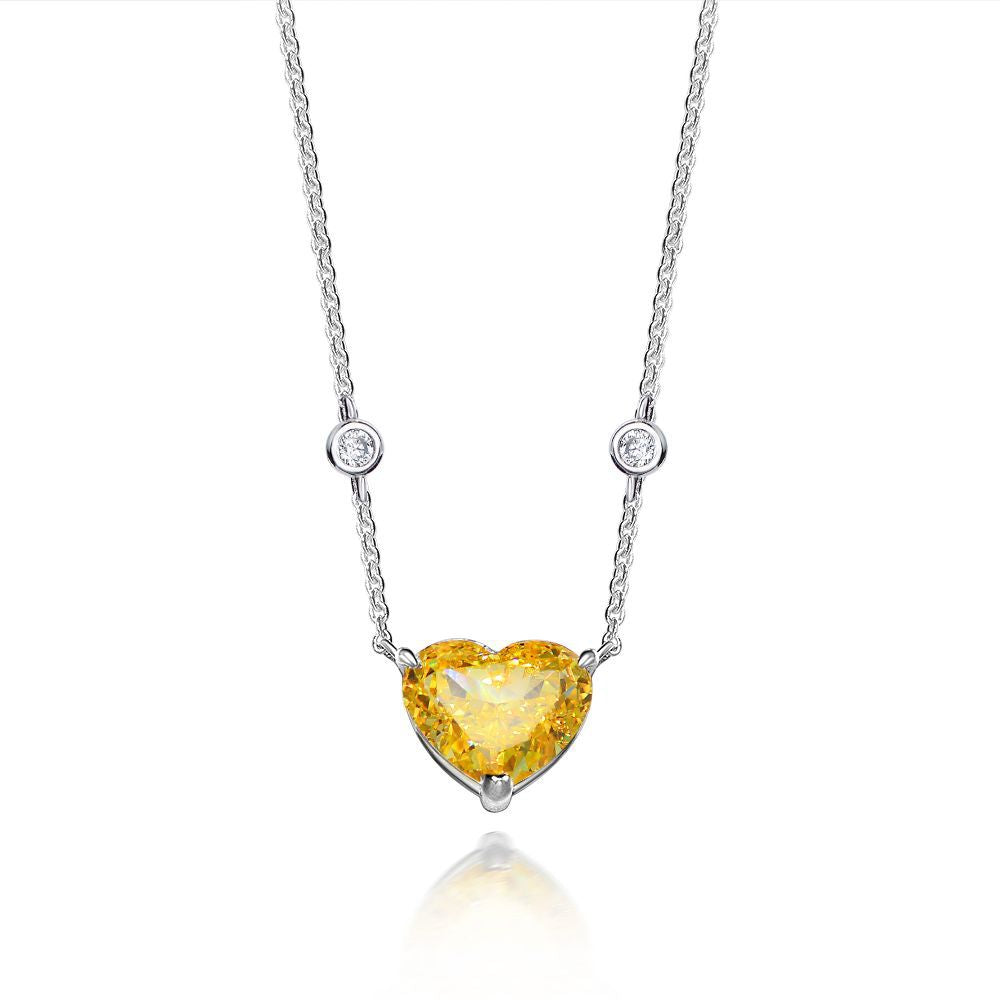 Solitaire Heart-Shaped Lab-Sapphire Sterling Silver Necklace