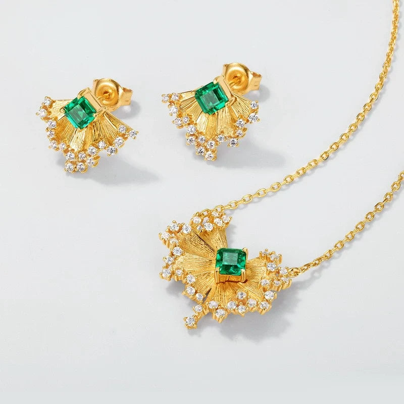 Leonard-Princess Cut Emerald Unique Necklace