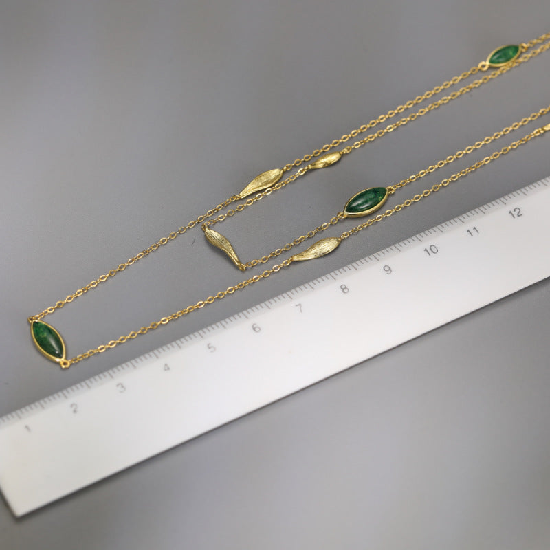 Marquise Cut Moss Agate Nature Pendant - 'Antoinette'