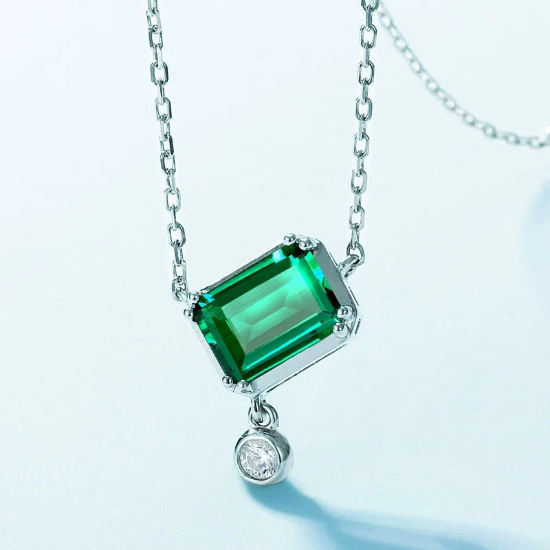 Edith-Emerald Cut Emerald Classic Necklace