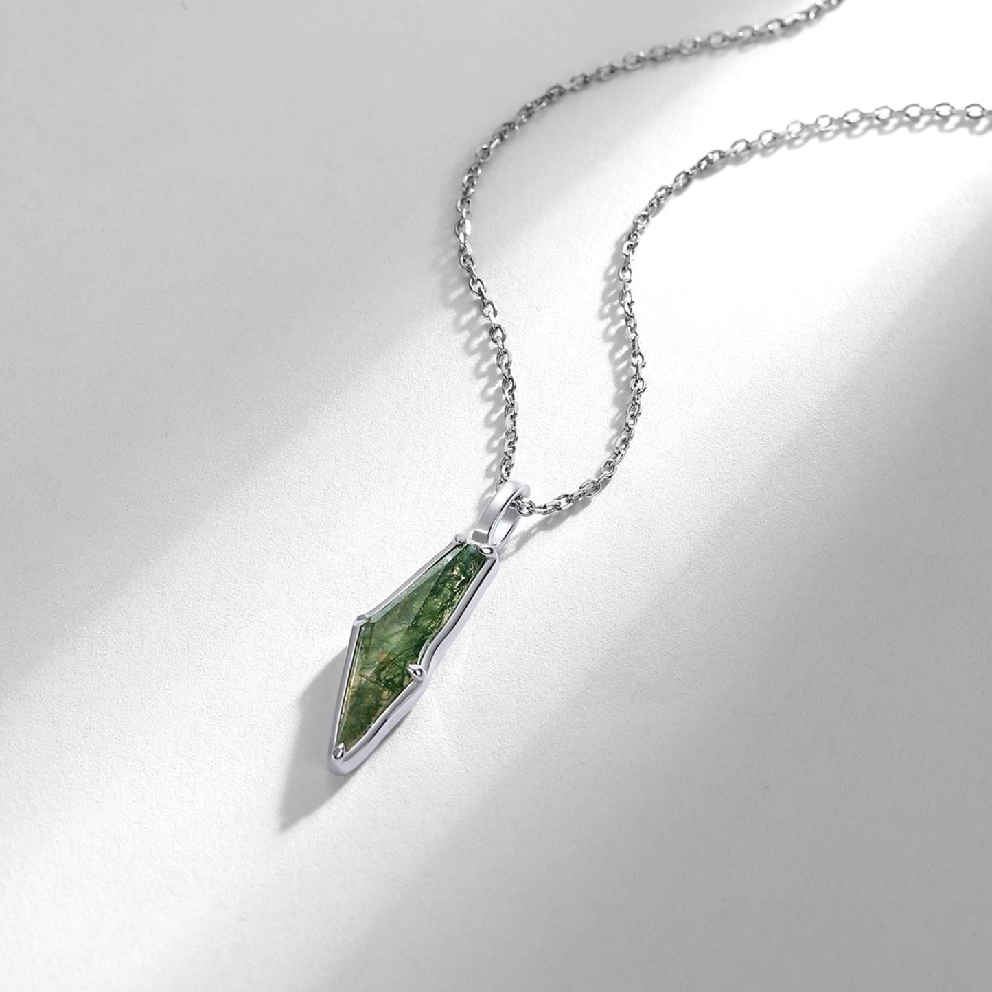 Kite Cut Moss Agate Unique Pendant - 'Clara'