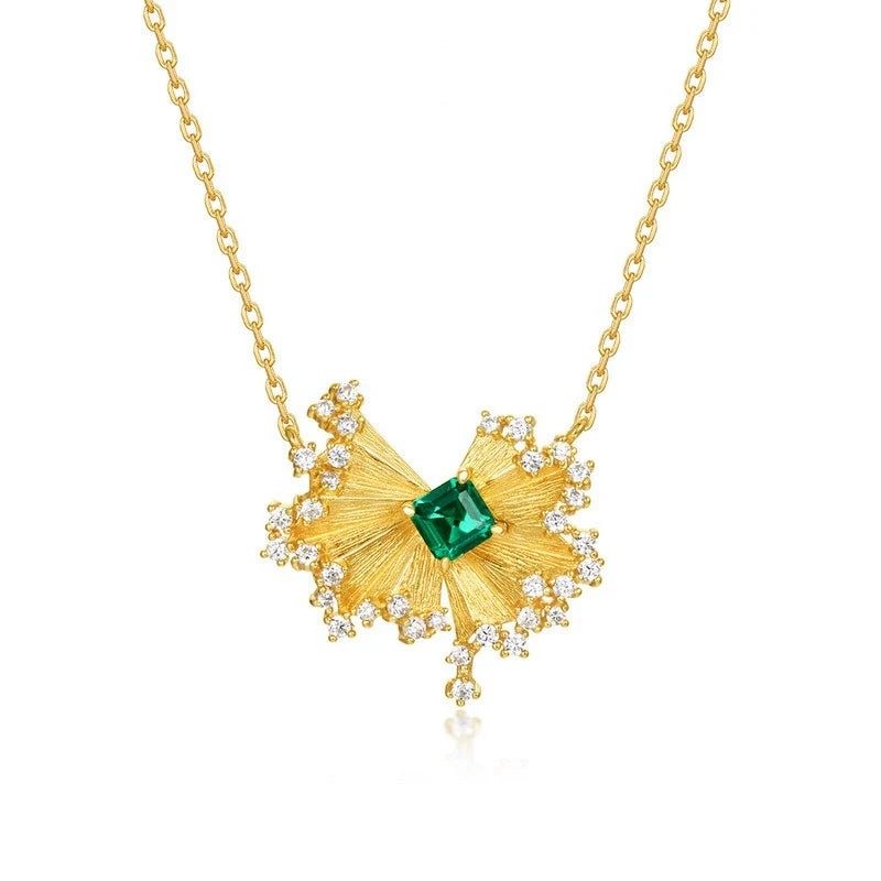 Leonard-Princess Cut Emerald Unique Necklace