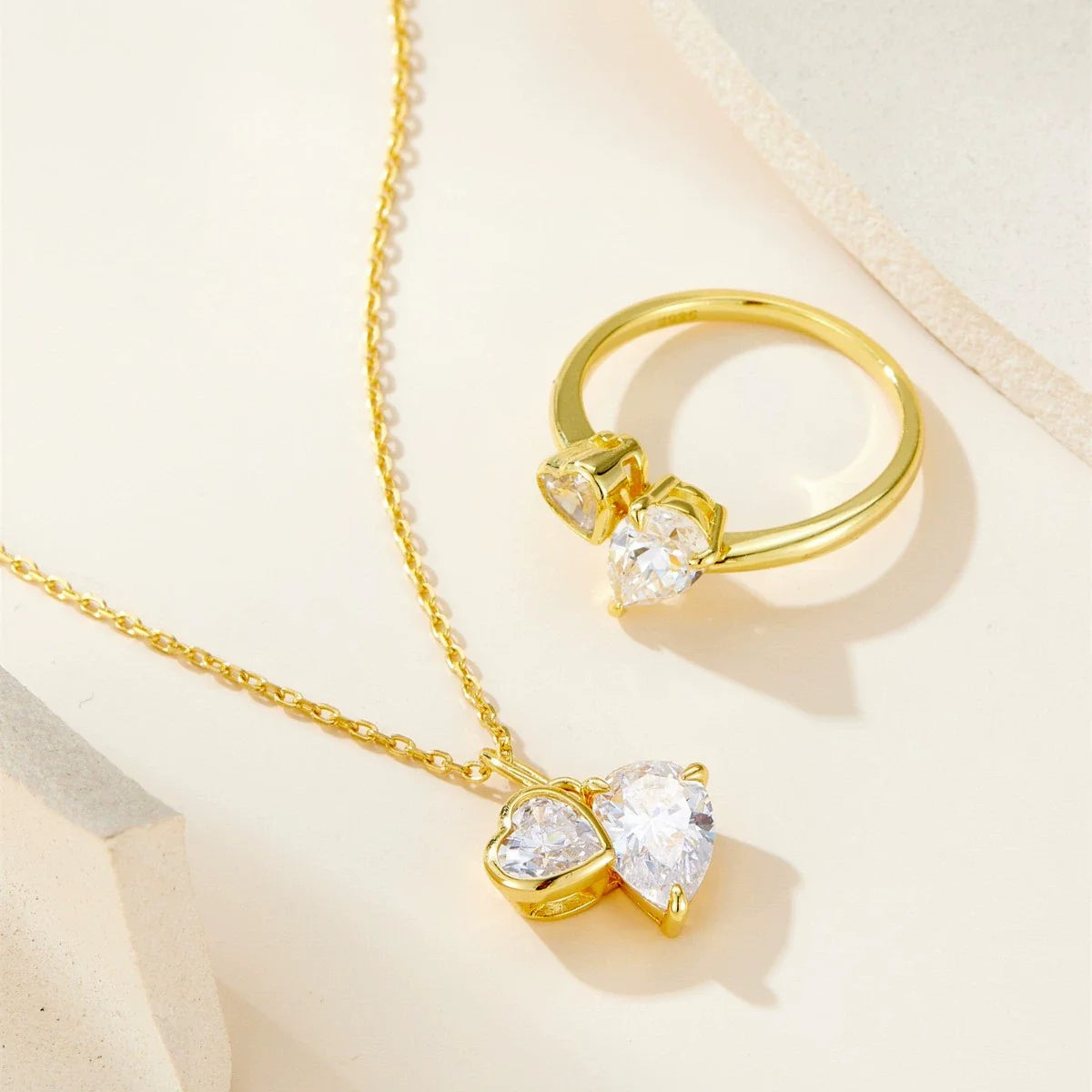 "Theodore" Toi Et Moi Heart Cut Classic Necklace