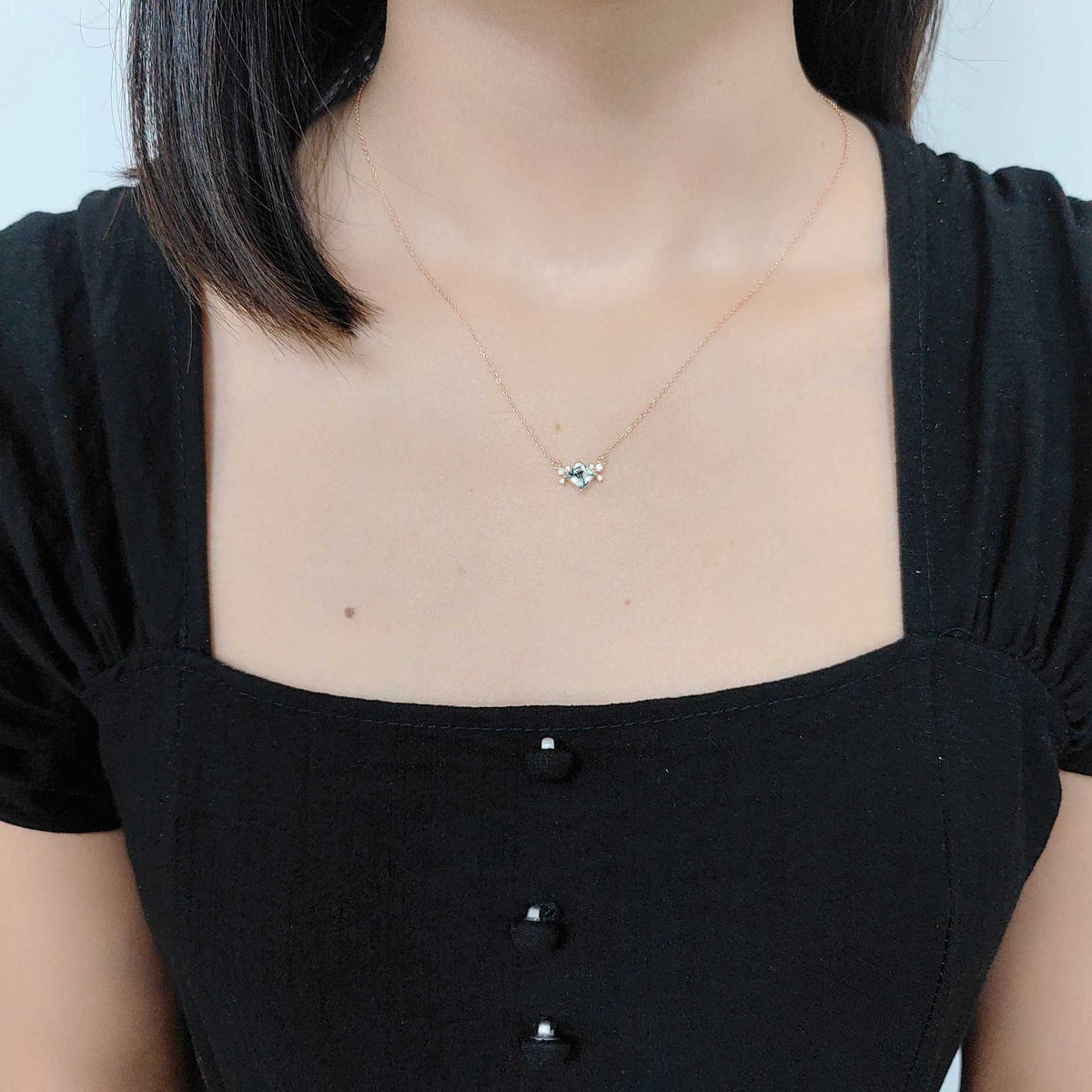 Pricess Cut Moss Agate Classic Pendant - 'Genevieve'
