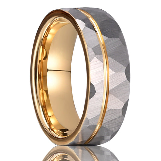 8mm men's wedding band Wide Tungsten Ring New Men's Hammered Ring