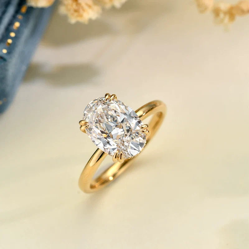 Dainty Oval Cut Sterling Silver Engagement Ring