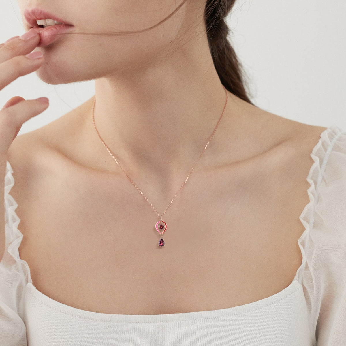 Heart Shaped Pear Cut Garnet Unique Pendant “Thea”
