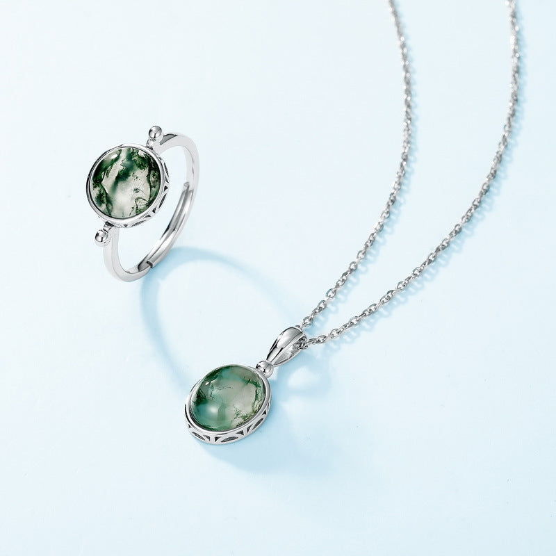 Light Green Moss Agate Friendship Classic Necklaces "Virelia"