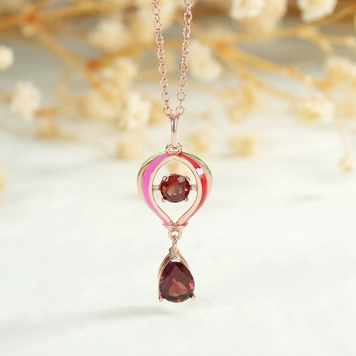 Heart Shaped Pear Cut Garnet Unique Pendant “Thea”