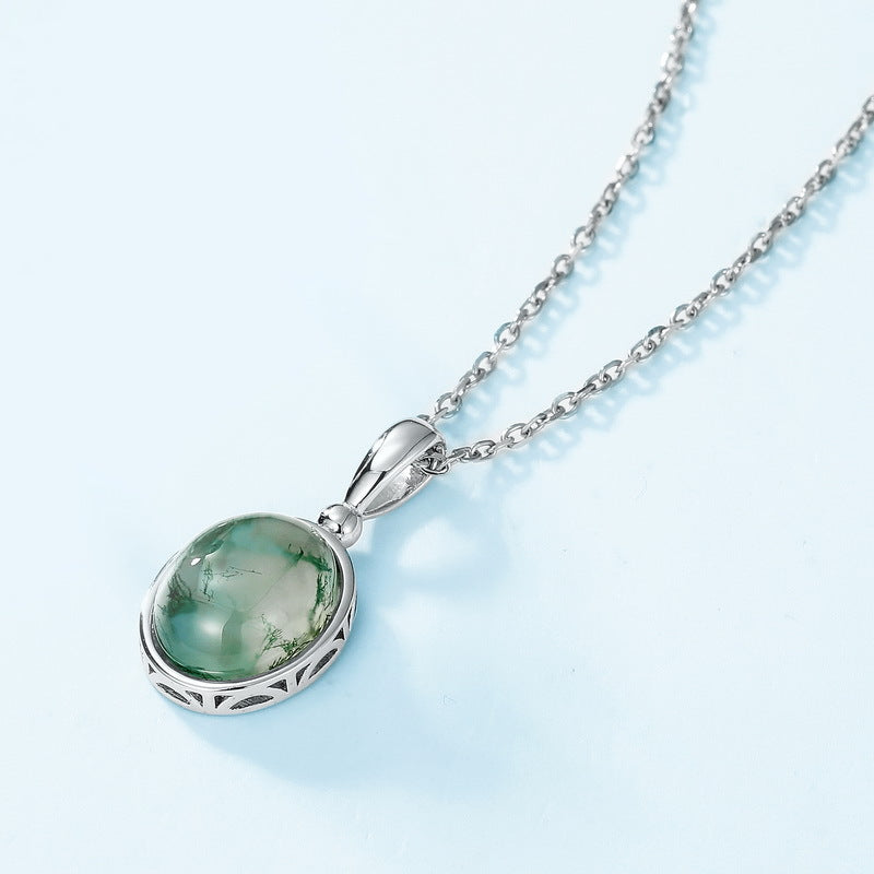 Light Green Moss Agate Friendship Classic Necklaces "Virelia"