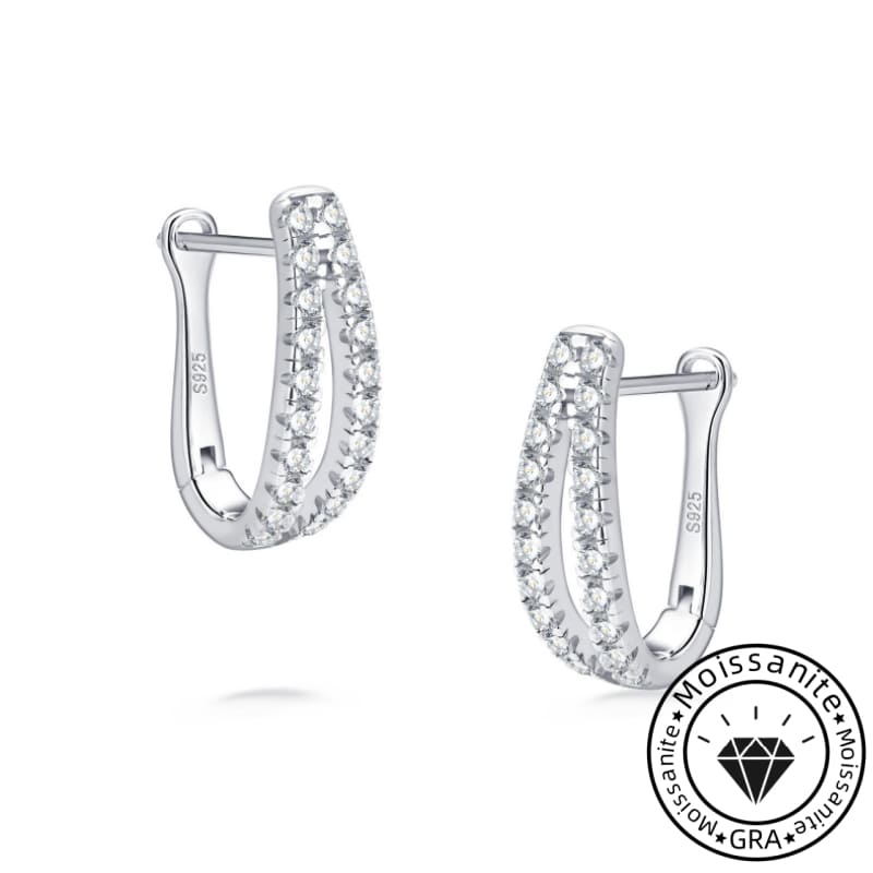 Solarii Moissanite Round Cut Noble U-shaped 925 Sterling Silver Earrings