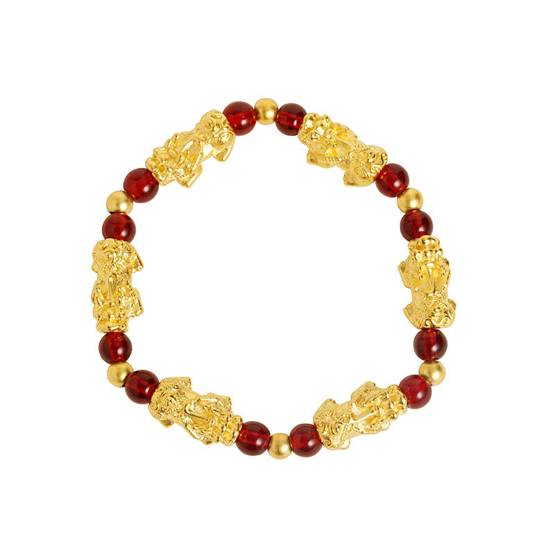 Red Garnet Lucky Pixiu Wealth Bracelet