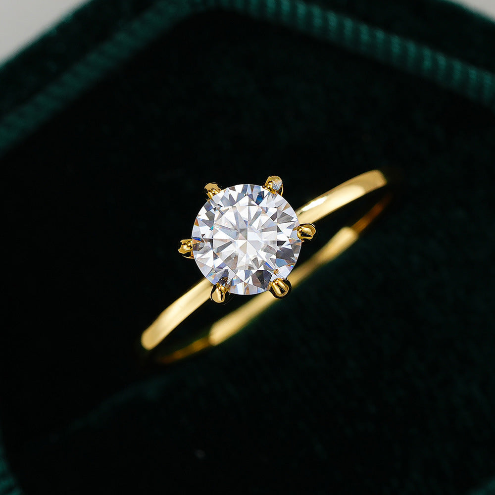 Classic Round Cut Moissanite Sterling Silver Ring for Women