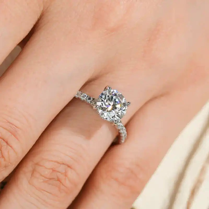 Timeless Moissanite 2.0ct Round Cut Hidden Halo Engagement Ring