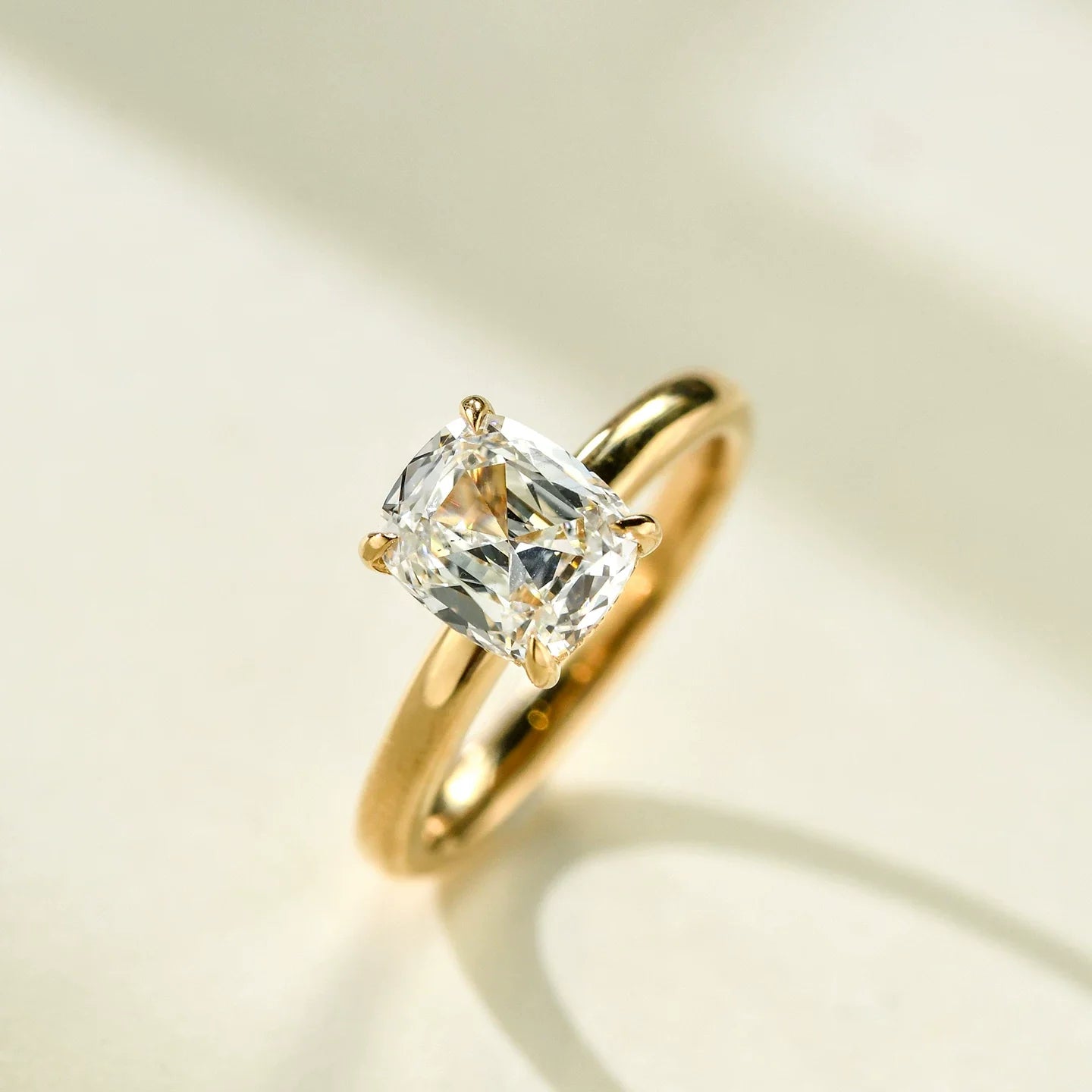Cushion Cut Solitaire Hidden Halo Sterling Silver Engagement Ring