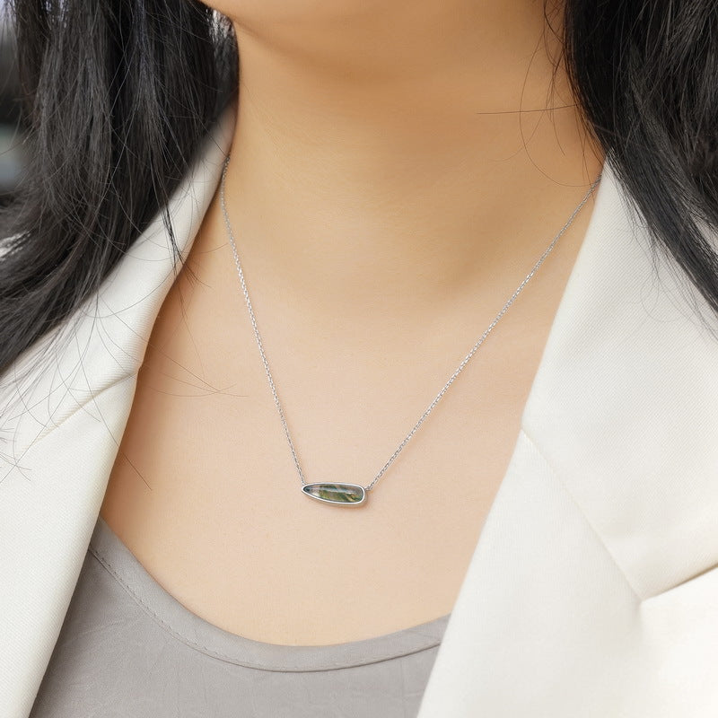 Clove -Pear Cut Moss Agate Classic Pendant