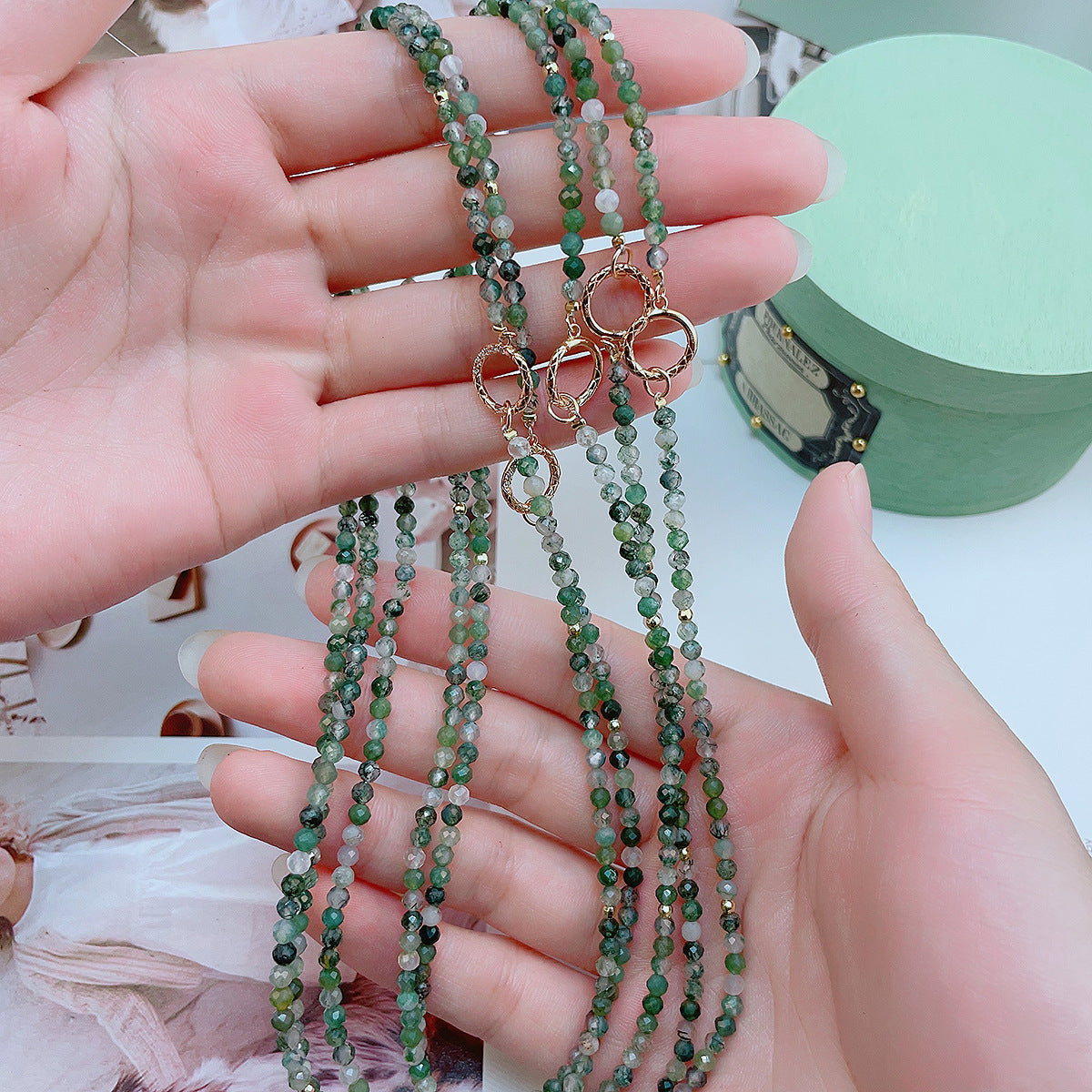 Handcrafted Moss Agate Beads Necklace