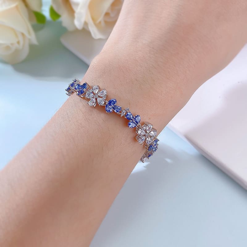 Stunning Pear Cut Blue Stone Bracelet for Women
